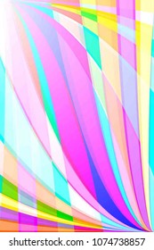 Abstract Iridescent Curved Pattern with Lines. Colorful Texture of Rainbow. Poster for Print. Vector Illustration
