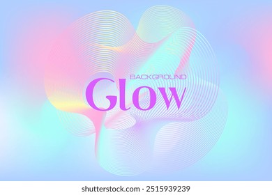 Abstract iridescent holographic background with curvy flowing waveform, fantasy neon glow gradient wallpaper. Cute technology web banner, presentation slide, creative poster, futuristic flyer