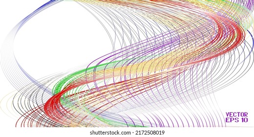 Abstract Iridescent Pattern with Waves. Colorful Striped Linear Texture. Vector. 3D Illustration