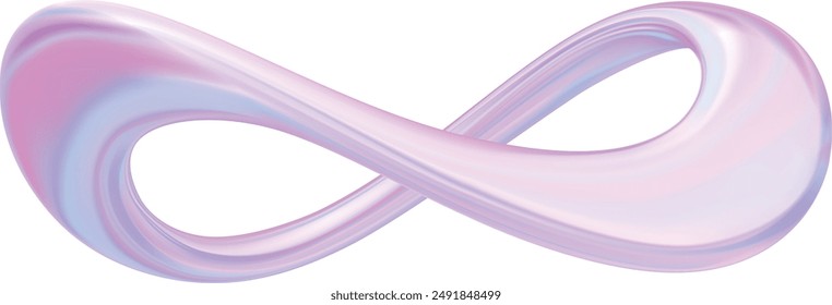 Abstract, iridescent shapes in a holographic pastel color palette. The shapes include an infinity symbol, a circle, a sphere, and a chat bubble.