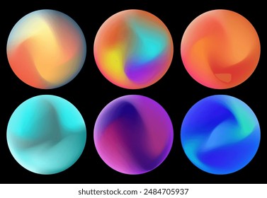 Abstract iridescent sphere against a dark backdrop. Ideal for poster and cover design, featuring geometric shapes