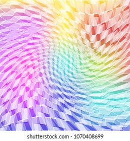 Abstract Iridescent Spiral Pattern with Rhombuses. Colorful Distortion of Structural Texture. Vector Illustration