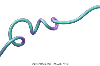 Abstrakter irisierender wellenförmiger Pipe, Vektor 3D-Hintergrund. Holografische metallische Spiralkonstruktion. Gekrümmte Form Poster Layout mit Kopienraum