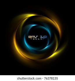 Abstract iridescent yellow blue rings background. Eps 10 vector logo