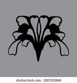 Abstract iris flower on a gray background. Vector illustration.