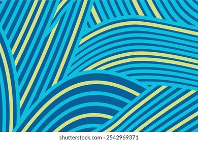 abstract Irregular blue green wave striped lines textured background. seamless geometric pattern design for certificates, invitations, textiles, apparel, covers and more.
