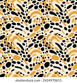 Abstract irregular brush spots, abstract wild animal skin print, seamless vector pattern, simple irregular geometric design illustration, organic shapes pattern