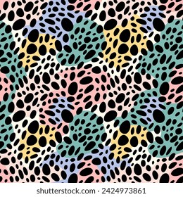 Abstract irregular brush spots, abstract wild animal skin print, seamless vector pattern, simple irregular geometric design illustration, organic shapes pattern