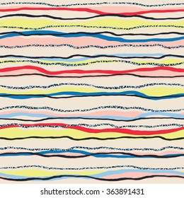 Abstract irregular colorful striped background. Seamless pattern.