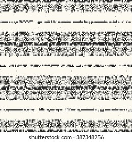 Abstract irregular dots and shapes distressed striped textured background. Seamless pattern.