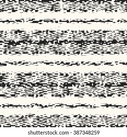 Abstract irregular dots and shapes distressed striped textured background. Seamless pattern.