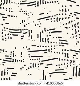 Abstract irregular dots and stokes seamless pattern.