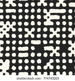 Abstract Irregular Element Textured Folk Motif. Seamless Pattern.