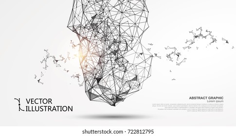 Abstract irregular graphic, network connections.