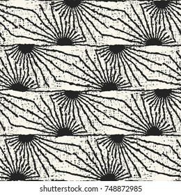 Abstract Irregular Half Dot And Beams Textured Distressed Background. Seamless Pattern.