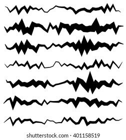 Abstract irregular line set. Different wavy, zigzag dividers, lines.