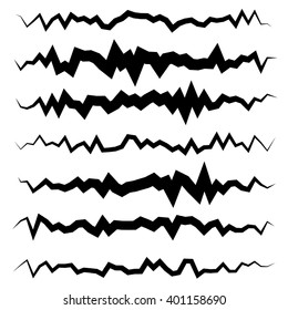 Abstract irregular line set. Different wavy, zigzag dividers, lines.