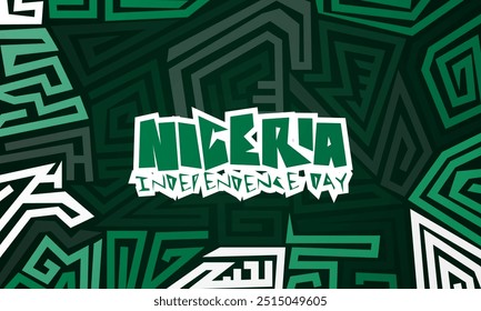 Abstractas diseño de laberinto irregular en concepto de color verde. Buena Plantilla para la campaña del Día de la Independencia de Nigeria. Fondo del día nacional de Nigeria