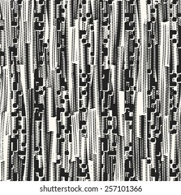 Abstract irregular modern stroke and spot ornate textured background. Seamless pattern. Vector.