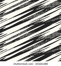 Abstract irregular noisy textured brushed striped background in diagonal direction. Seamless pattern. Vector.