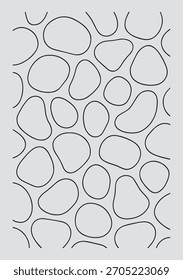 Abstract, irregular organic shapes with dark outlines on a light gray background, creating a textured, organic pattern.