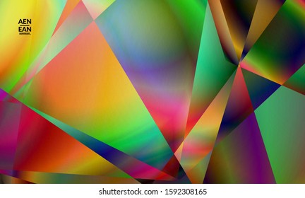 Abstract irregular polygonal background. Multicolored gradient of reflected light in crystal or diamond structure. Fragile sharp shattered ice or glass texture. Ambient light of low poly cubism