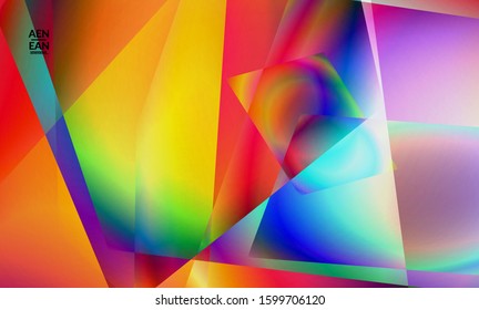 Abstract irregular polygonal background. Multicolored gradient of reflected light in crystal or diamond structure. Fragile sharp shattered ice or glass texture. Ambient light of low poly cubism