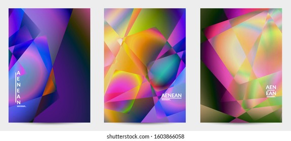 Abstract irregular polygonal background. Multicolored gradient of reflected light in crystal or diamond structure. Fragile sharp shattered ice or glass texture. Ambient light of low poly cubism
