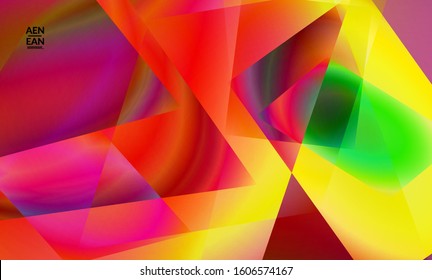 Abstract irregular polygonal background. Multicolored gradient of reflected light in crystal or diamond structure. Fragile sharp shattered ice or glass texture. Ambient light of low poly cubism