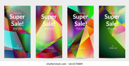 Abstract irregular polygonal background. Multicolored gradient of reflected light in crystal or diamond structure. Fragile sharp shattered ice or glass texture. Ambient light of low poly cubism