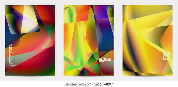 Abstract irregular polygonal background. Multicolored gradient of reflected light in crystal or diamond structure. Fragile sharp shattered ice or glass texture. Ambient light of low poly cubism