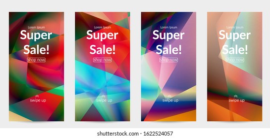 Abstract irregular polygonal background. Multicolored gradient of reflected light in crystal or diamond structure. Fragile sharp shattered ice or glass texture. Ambient light of low poly cubism