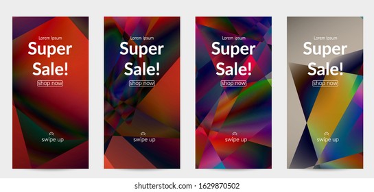 Abstract irregular polygonal background. Multicolored gradient of reflected light in crystal or diamond structure. Fragile sharp shattered ice or glass texture. Ambient light of low poly cubism