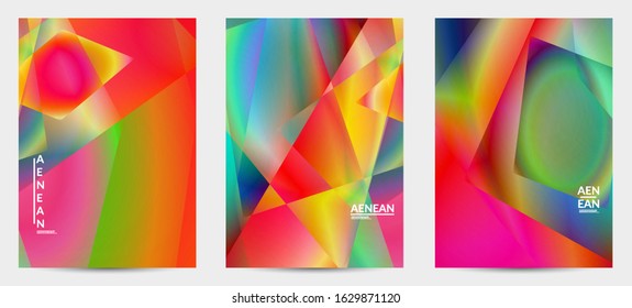 Abstract irregular polygonal background. Multicolored gradient of reflected light in crystal or diamond structure. Fragile sharp shattered ice or glass texture. Ambient light of low poly cubism