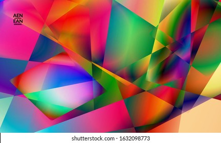 Abstract irregular polygonal background. Multicolored gradient of reflected light in crystal or diamond structure. Fragile sharp shattered ice or glass texture. Ambient light of low poly cubism