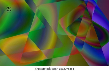 Abstract irregular polygonal background. Multicolored gradient of reflected light in crystal or diamond structure. Fragile sharp shattered ice or glass texture. Ambient light of low poly cubism