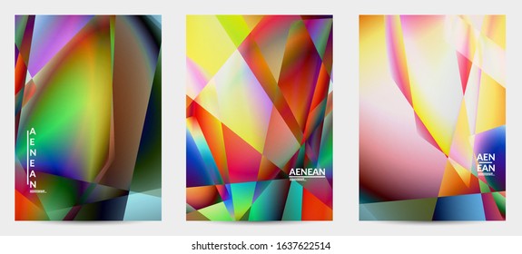 Abstract irregular polygonal background. Multicolored gradient of reflected light in crystal or diamond structure. Fragile sharp shattered ice or glass texture. Ambient light of low poly cubism