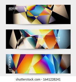 Abstract irregular polygonal background. Multicolored gradient of reflected light in crystal or diamond structure. Fragile sharp shattered ice or glass texture. Ambient light of low poly cubism
