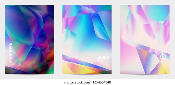 Antecedentes polígonos irregulares abstractos. Gradiente multicolor de luz reflejada en la estructura de cristal o diamante. Frágil y agudo hielo o textura de vidrio. Luz ambiental de bajo cubismo de polios