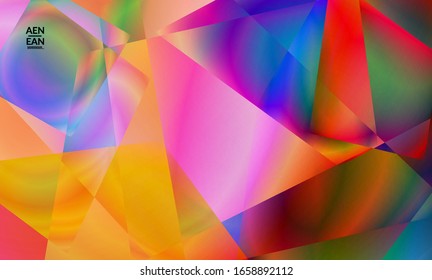 Antecedentes polígonos irregulares abstractos. Gradiente multicolor de luz reflejada en la estructura de cristal o diamante. Frágil y agudo hielo o textura de vidrio. Luz ambiental de bajo cubismo de polios