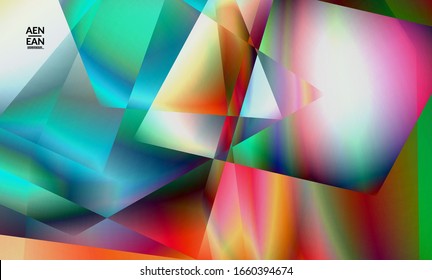 Abstrakter, unregelmäßiger polygonaler Hintergrund. mehrfarbiger Farbverlauf des reflektierten Lichts in Kristallstruktur oder Diamantstruktur. Fragile, scharfe, zerbrochene Eis oder Glasstruktur. Ambientes Licht des Low-Poly-Kubismus