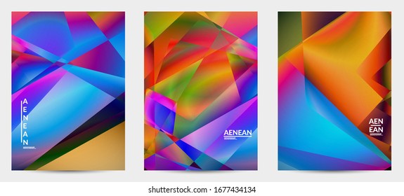Abstract irregular polygonal background. Multicolored gradient of reflected light in crystal or diamond structure. Fragile sharp shattered ice or glass texture. Ambient light of low poly cubism