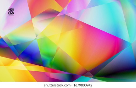 Antecedentes polígonos irregulares abstractos. Gradiente multicolor de luz reflejada en la estructura de cristal o diamante. Frágil y agudo hielo o textura de vidrio. Luz ambiental de bajo cubismo de polios