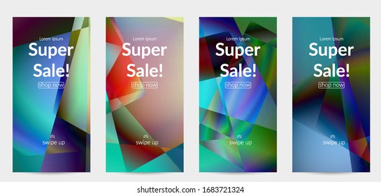 Abstract irregular polygonal background. Multicolored gradient of reflected light in crystal or diamond structure. Fragile sharp shattered ice or glass texture. Ambient light of low poly cubism