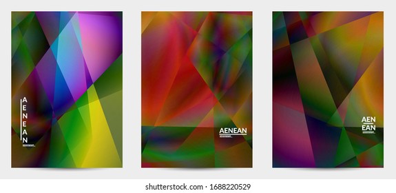 Abstract irregular polygonal background. Multicolored gradient of reflected light in crystal or diamond structure. Fragile sharp shattered ice or glass texture. Ambient light of low poly cubism