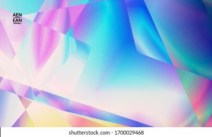 Abstract Irregular Polygonal Background. Multicolored Gradient Of Reflected Light In Crystal Or Diamond Structure. Fragile Sharp Shattered Ice Or Glass Texture. Ambient Light Of Low Poly Cubism