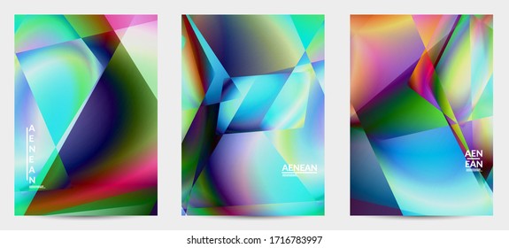 Abstract irregular polygonal background. Multicolored gradient of reflected light in crystal or diamond structure. Fragile sharp shattered ice or glass texture. Ambient light of low poly cubism