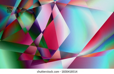 Resumen del fondo poligonal irregular. Gradiente multicolor de la luz reflejada en la estructura de cristal o diamante. Frágiles y agudas texturas de hielo o vidrio destrozadas. Luz ambiente de bajo cubismo de políticas