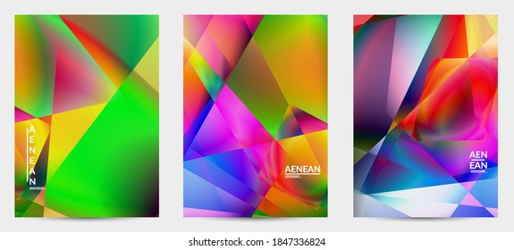 Abstract irregular polygonal background. Multicolored gradient of reflected light in crystal or diamond structure. Fragile sharp shattered ice or glass texture. Ambient light of low poly cubism