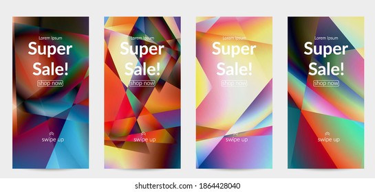 Abstract irregular polygonal background. Multicolored gradient of reflected light in crystal or diamond structure. Fragile sharp shattered ice or glass texture. Ambient light of low poly cubism